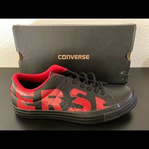 NEW WOMENS CONVERSE ONE STAR OX 160913C SZ 12 BLK RED SNEAKERS ATHLETIC SHOES
